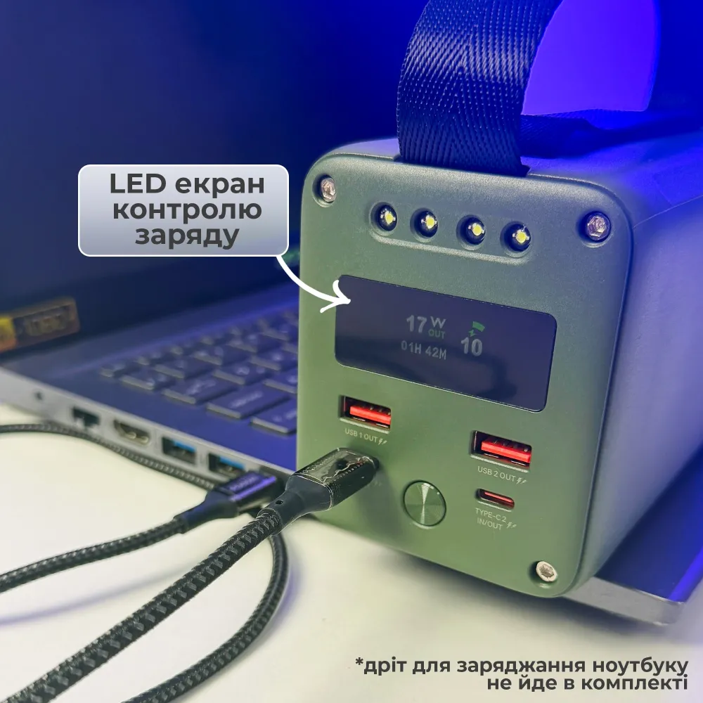 Повербанк для ноутбука Konfulon 60000 mAh зі швидкою зарядкою PD 65W та ліхтариком Повербанк для ноутбука Konfulon 60000 mAh зі швидкою зарядкою PD 65W та ліхтариком