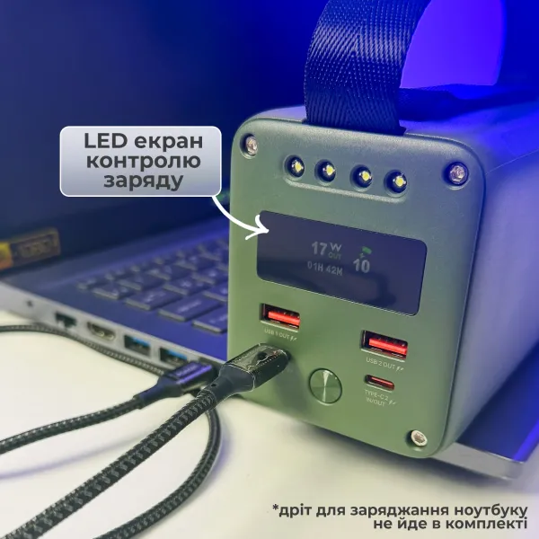 Повербанк для ноутбука Konfulon 60000 mAh зі швидкою зарядкою PD 65W та ліхтариком Повербанк для ноутбука Konfulon 60000 mAh зі швидкою зарядкою PD 65W та ліхтариком