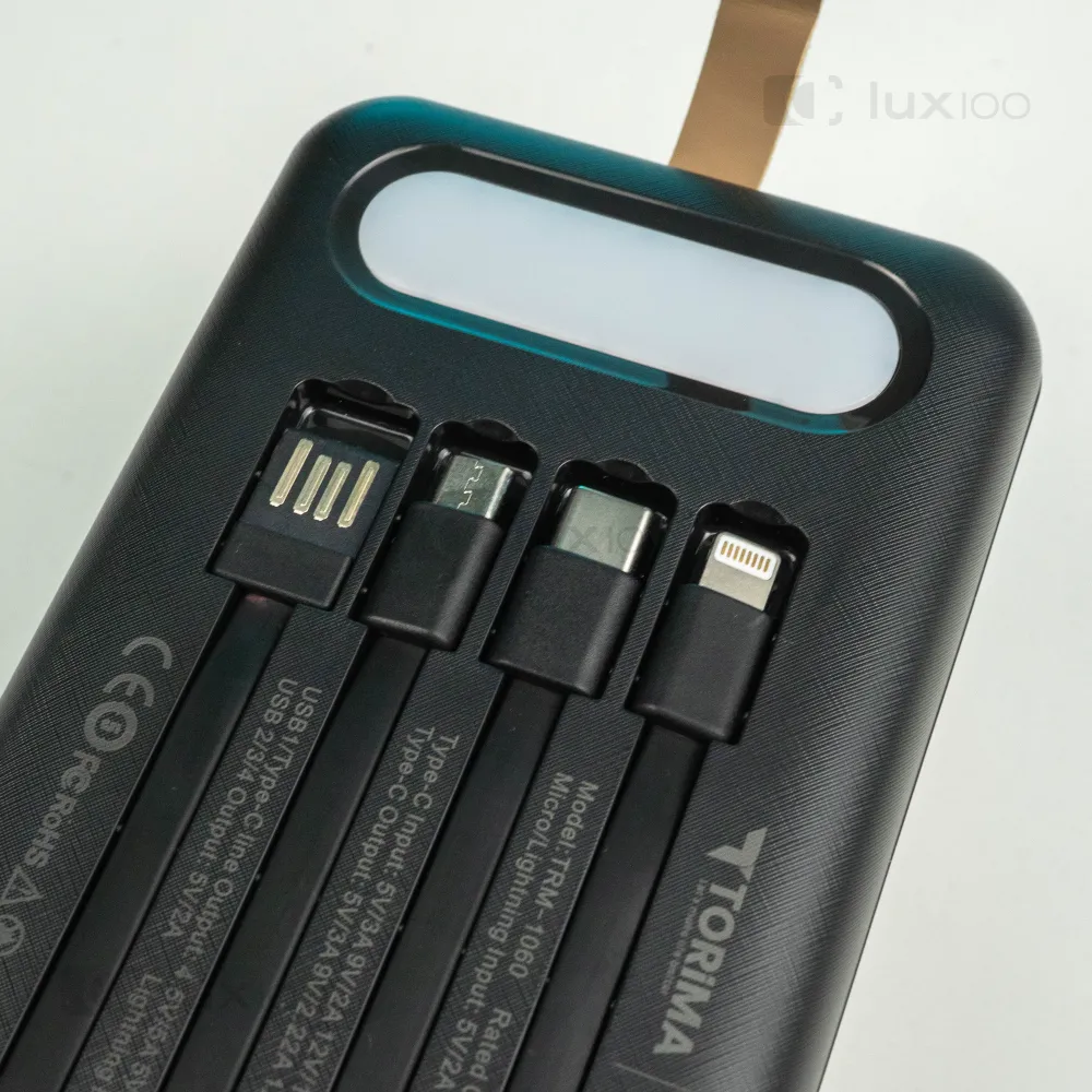Повербанк 60000 mAh 22,5W з вбудованими кабелями + світлодіодна USB LED-лампа 10х15 см USB у подарунок Повербанк 60000 mAh 22,5W з вбудованими кабелями + світлодіодна USB LED-лампа 10х15 см USB у подарунок