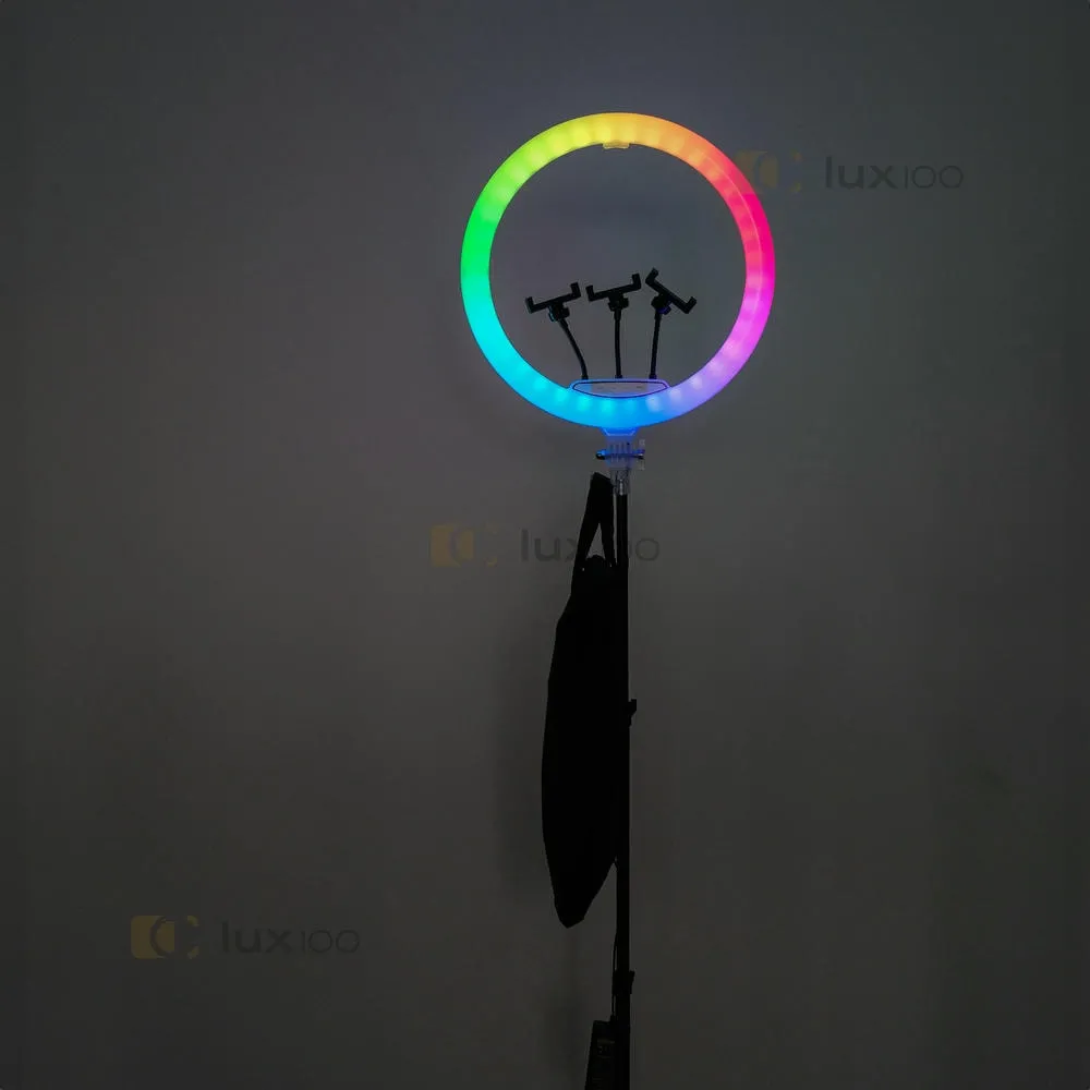 Двусторонняя кольцевая лампа 3D RGB 45 см со штативом на 2,1 м Двусторонняя кольцевая лампа 3D RGB 45 см со штативом на 2,1 м