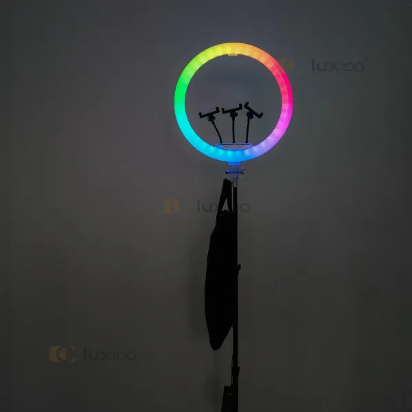 Двусторонняя кольцевая лампа 3D RGB 45 см со штативом на 2,1 м Двусторонняя кольцевая лампа 3D RGB 45 см со штативом на 2,1 м
