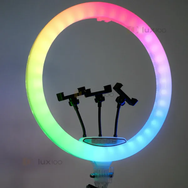 Двусторонняя кольцевая лампа 3D RGB 45 см со штативом на 2,1 м Двусторонняя кольцевая лампа 3D RGB 45 см со штативом на 2,1 м