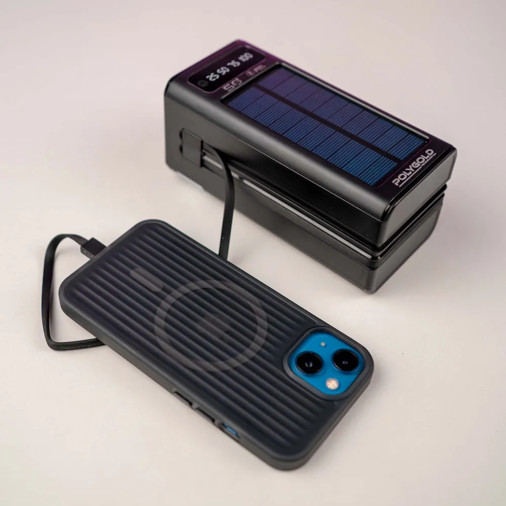 Повербанк Polygold 50000 mAh 22,5W с солнечной панелью + светодиодная LED-лампа 10х15 см USB в подарок Повербанк Polygold 50000 mAh 22,5W с солнечной панелью + светодиодная LED-лампа 10х15 см USB в подарок