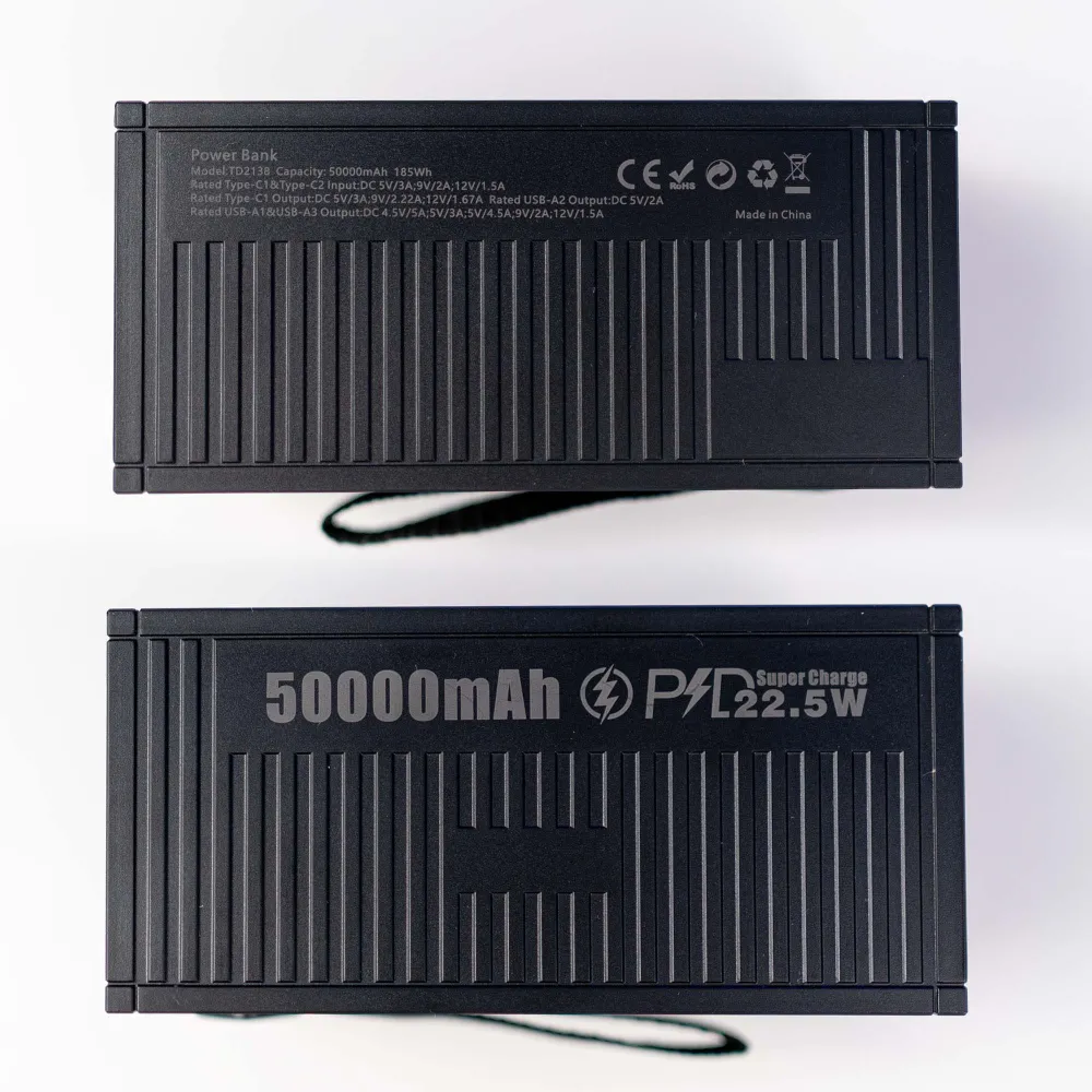 Повербанк 50000 mAh 22,5W с быстрой зарядкой QC+PD (Черный) + 2 USB-провода для Wi-Fi роутера 9V/12V в подарок Повербанк 50000 mAh 22,5W с быстрой зарядкой QC+PD (Черный) + 2 USB-провода для Wi-Fi роутера 9V/12V в подарок