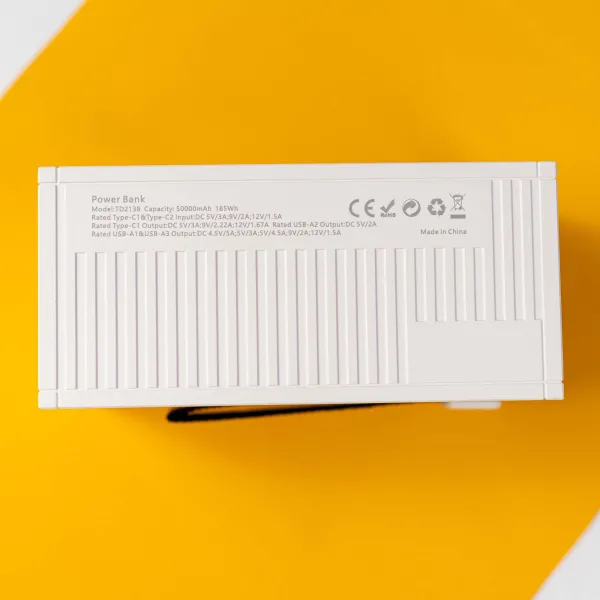 Повербанк 50000 mAh 22,5W с быстрой зарядкой QC+PD (Белый) + 2 USB-провода для Wi-Fi роутера 9V/12V в подарок Повербанк 50000 mAh 22,5W с быстрой зарядкой QC+PD (Белый) + 2 USB-провода для Wi-Fi роутера 9V/12V в подарок