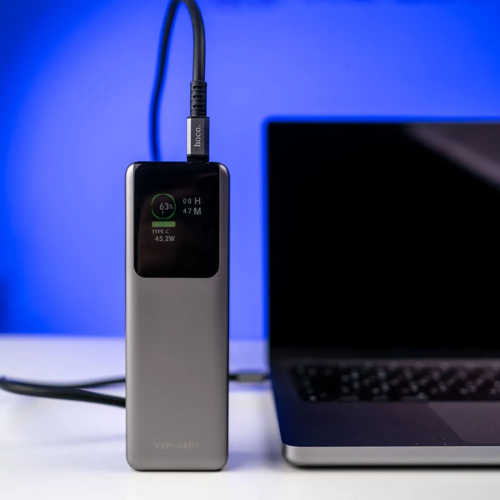 Повербанк для ноутбука Ven-Dens 20000 mAh 100W с быстрой зарядкой и информативным дисплеем Повербанк для ноутбука Ven-Dens 20000 mAh 100W с быстрой зарядкой и информативным дисплеем