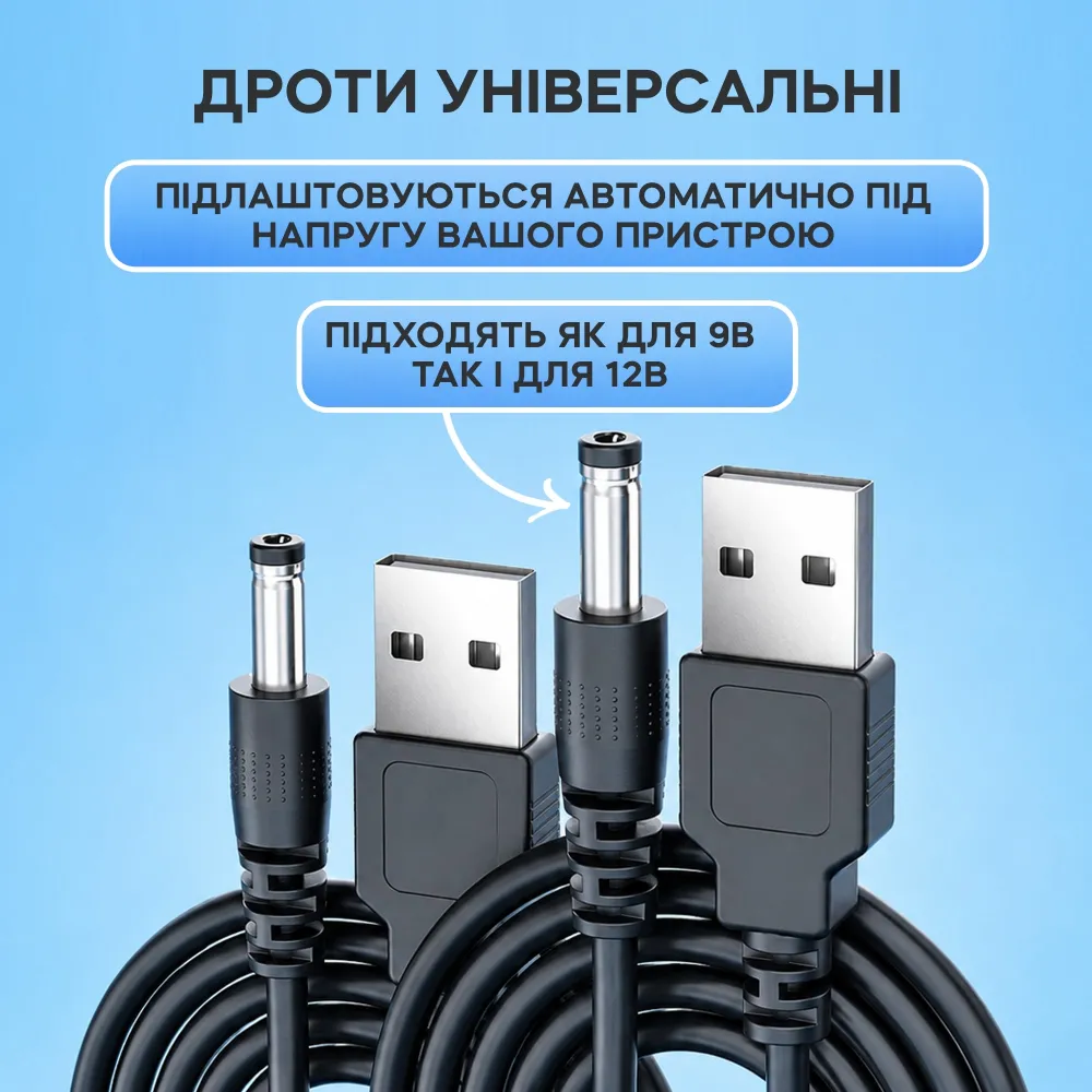 Кабели для роутера и GPON-терминала от повербанка 9V/12V, 2 шт. — интернет без света Кабели для роутера и GPON-терминала от повербанка 9V/12V, 2 шт. — интернет без света