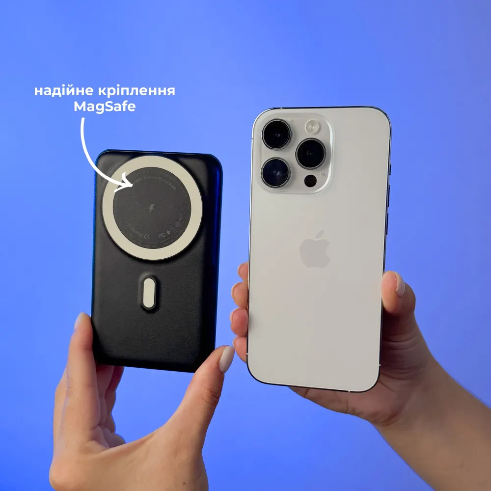 Повербанк Konfulon 10000 mAh с беспроводной зарядкой MagSafe, LED-дисплеем и подставкой Повербанк Konfulon 10000 mAh с беспроводной зарядкой MagSafe, LED-дисплеем и подставкой