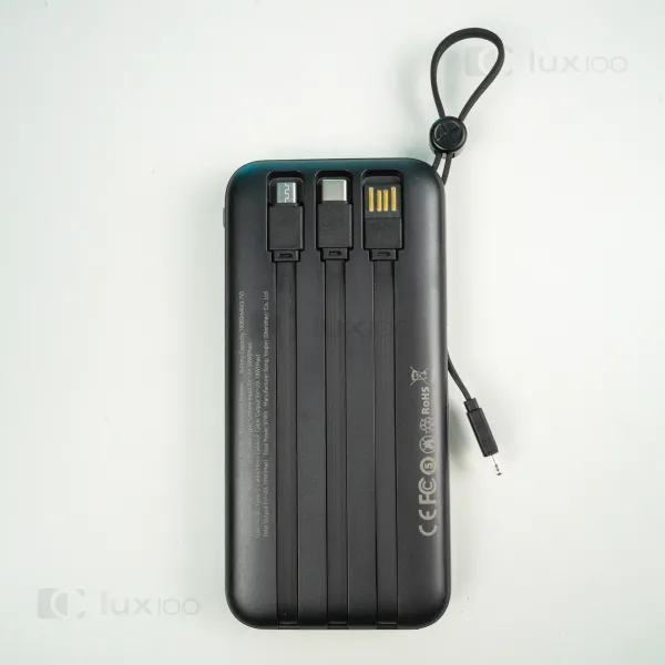 Повербанк XO 10000 mAh со встроенными кабелями + светодиодная LED-лампа 10х15 см USB в подарок Повербанк XO 10000 mAh со встроенными кабелями + светодиодная LED-лампа 10х15 см USB в подарок
