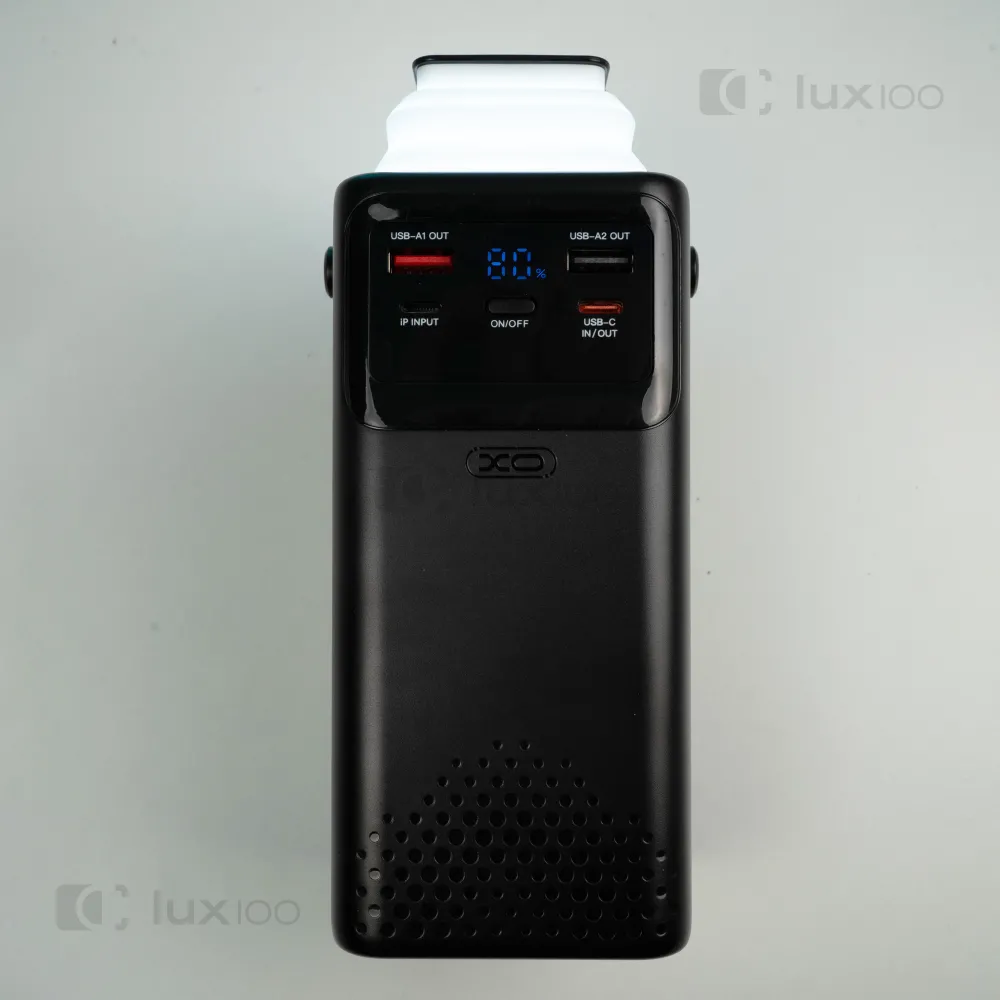 Повербанк XO 50000 mAh 22,5W PD20 с выдвижным LED-фонарем + 2 USB-провода для вай-фай роутера 9V/12V в подарок Повербанк XO 50000 mAh 22,5W PD20 с выдвижным LED-фонарем + 2 USB-провода для вай-фай роутера 9V/12V в подарок