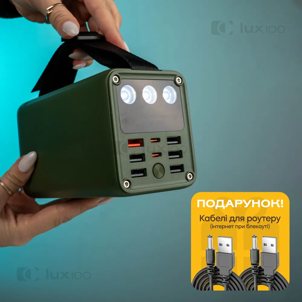 Повербанк 60000 mAh с быстрой зарядкой 22,5W и LED-фонарем + 2 USB-провода для Wi-Fi роутера 9V/12V в подарок Повербанк 60000 mAh с быстрой зарядкой 22,5W и LED-фонарем + 2 USB-провода для Wi-Fi роутера 9V/12V в подарок