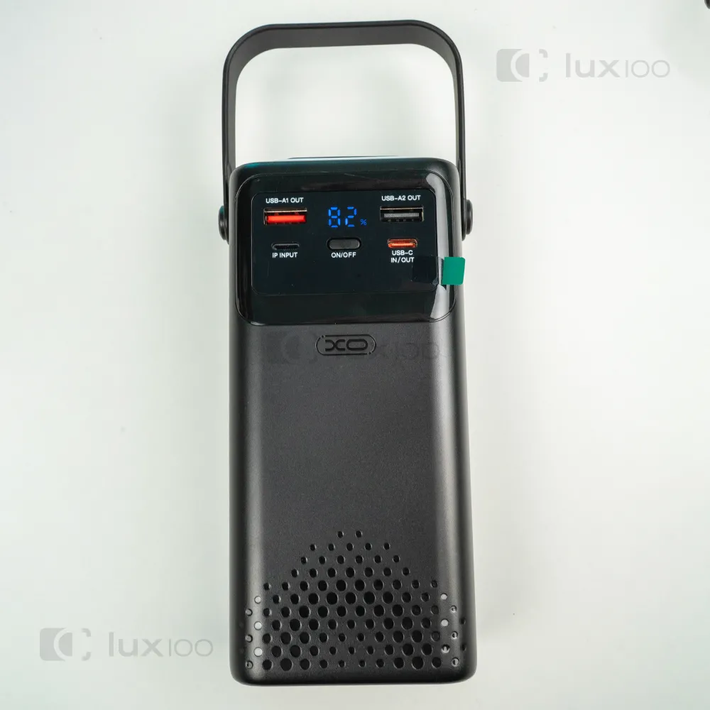 Повербанк XO 30000mAh 22,5W с выдвижным LED-фонарем + 2 USB-провода для Wi-Fi роутера 9V/12V в подарок Повербанк XO 30000mAh 22,5W с выдвижным LED-фонарем + 2 USB-провода для Wi-Fi роутера 9V/12V в подарок