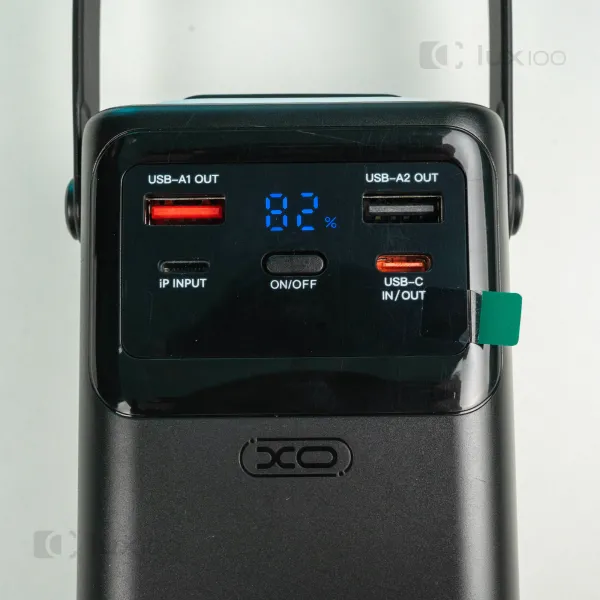 Повербанк XO 30000mAh 22,5W с выдвижным LED-фонарем + 2 USB-провода для Wi-Fi роутера 9V/12V в подарок Повербанк XO 30000mAh 22,5W с выдвижным LED-фонарем + 2 USB-провода для Wi-Fi роутера 9V/12V в подарок