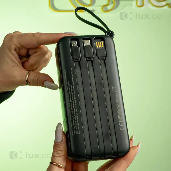 Повербанк XO 20000 mAh 10W со встроенными кабелями + светодиодная LED-лампа 10х15 см USB в подарок Повербанк XO 20000 mAh 10W со встроенными кабелями + светодиодная LED-лампа 10х15 см USB в подарок