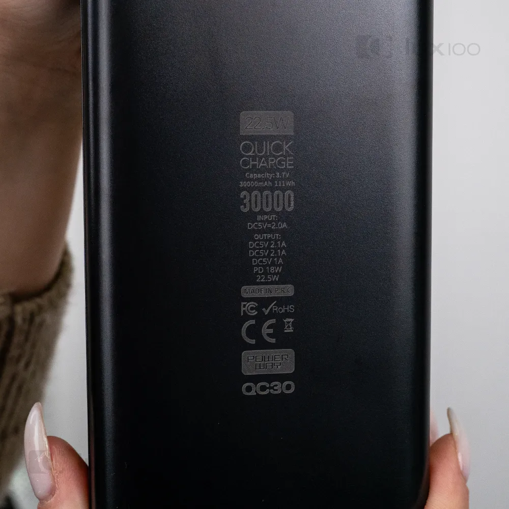 Повербанк PowerWay 30000 mAh (Черный) с быстрой зарядкой 22,5W + светодиодная USB LED-лампа 10х15 см в подарок Повербанк PowerWay 30000 mAh (Черный) с быстрой зарядкой 22,5W + светодиодная USB LED-лампа 10х15 см в подарок