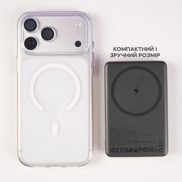 Магнитный повербанк MagSafe HOCO 10000 mAh с Type-C и беспроводной зарядкой Магнитный повербанк MagSafe HOCO 10000 mAh с Type-C и беспроводной зарядкой