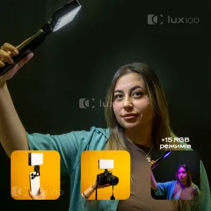 Аккумуляторный накамерный RGB свет с прищепкой на телефон Аккумуляторный накамерный RGB свет с прищепкой на телефон