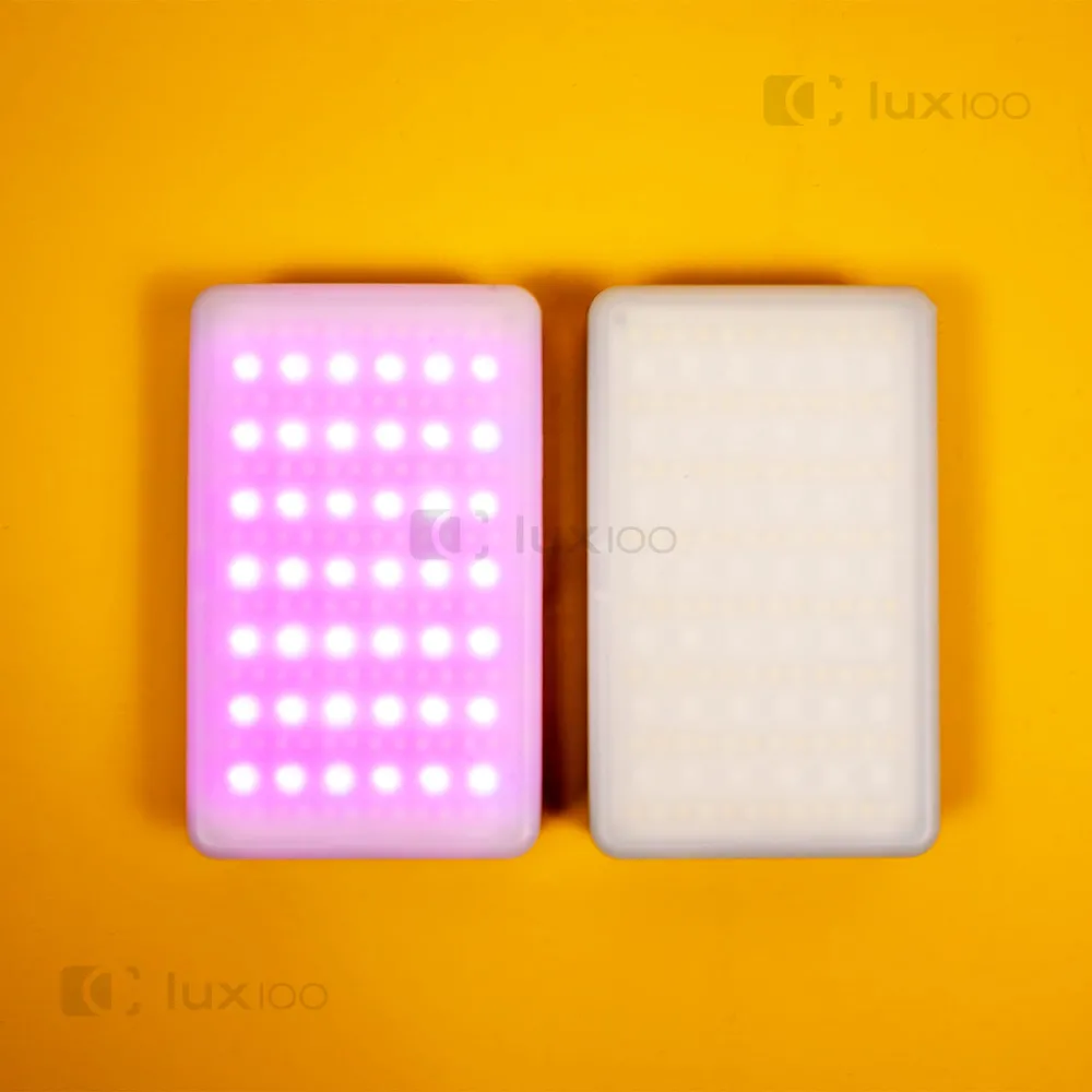 Портативный комплект из двух RGB освещений с креплением на телефон и камеру. 2 LED видеосвета для фото и видео Портативный комплект из двух RGB освещений с креплением на телефон и камеру. 2 LED видеосвета для фото и видео