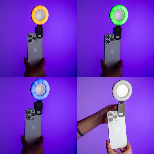Накамерный кольцевой свет Plokama RGB с зеркалом на прищепке для телефона, ноутбука Накамерный кольцевой свет Plokama RGB с зеркалом на прищепке для телефона, ноутбука
