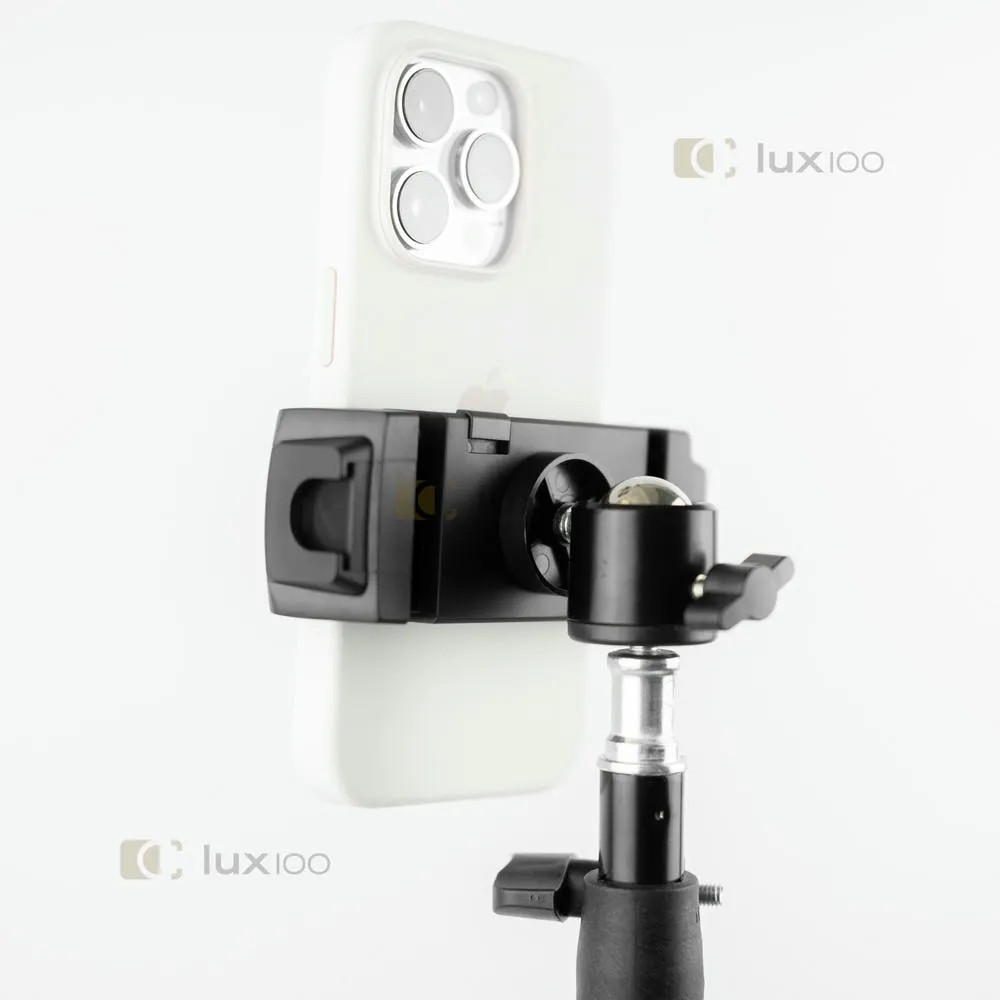 Тримач-затискач LUX100 із найширшим розтягуванням для телефона і планшета на штатив монопод Тримач-затискач LUX100 із найширшим розтягуванням для телефона і планшета на штатив монопод